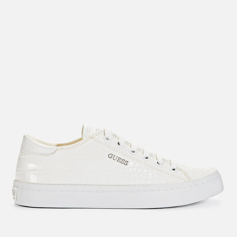 Guess Women's Ester Printed Leather Low Top Trainers - White Image 1