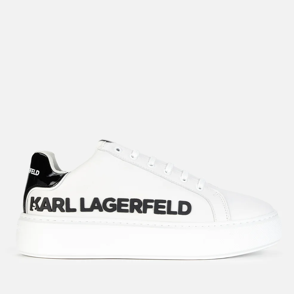 KARL LAGERFELD Women's Maxi Cup Leather Flatform Trainers - White/Black Image 1