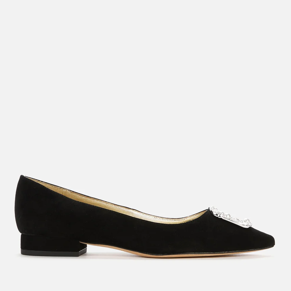Kate Spade New York Women's Buckle Up Suede Pointed Flats - Black Image 1
