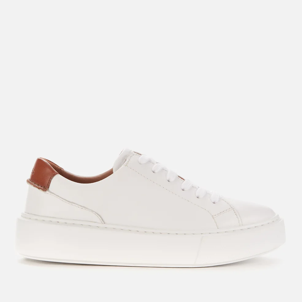 Clarks Women's Hero Lite Lace Leather Flatform Trainers - White Image 1