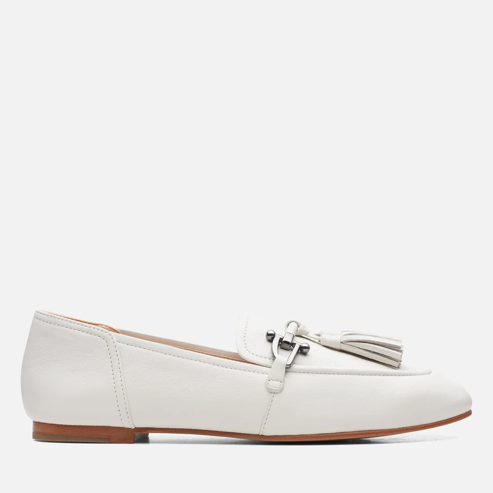 Clarks Women's Pure 2 Tassle Leather Loafers - White Image 1