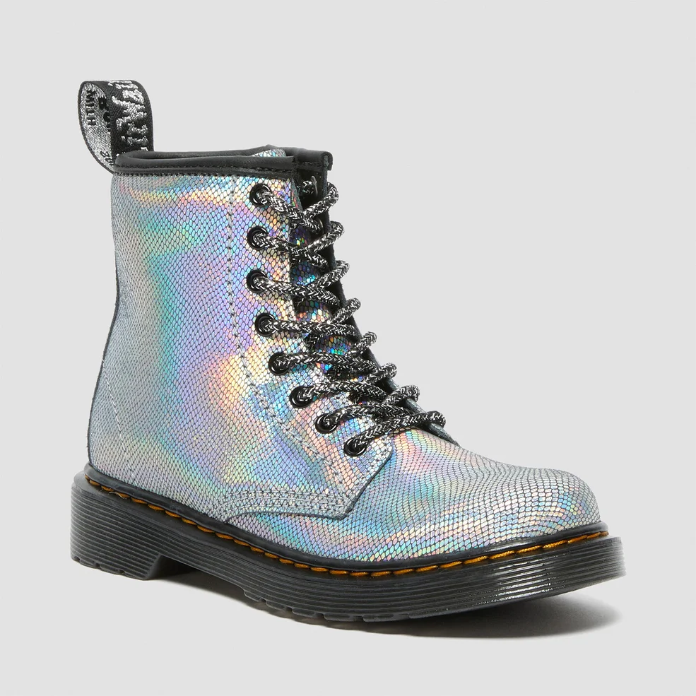 Dr. Martens Kids' 1460 J Iridescent Reptile Boots - Silver Image 1