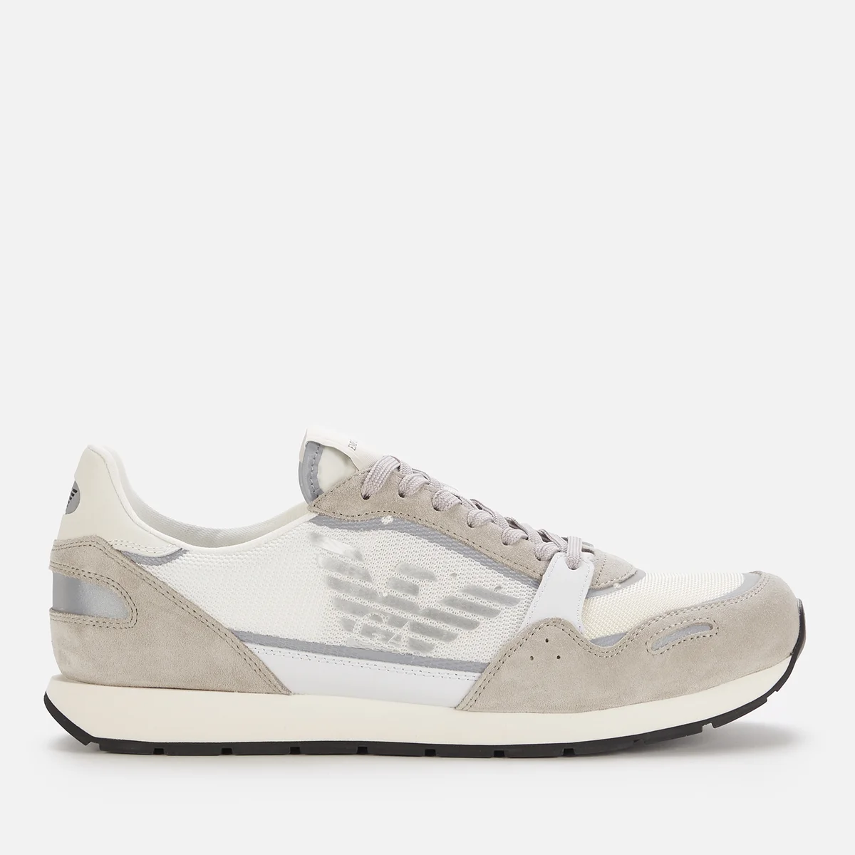 Emporio Armani Men's Fire Suede Running Style Trainers - Grey/Off White Image 1