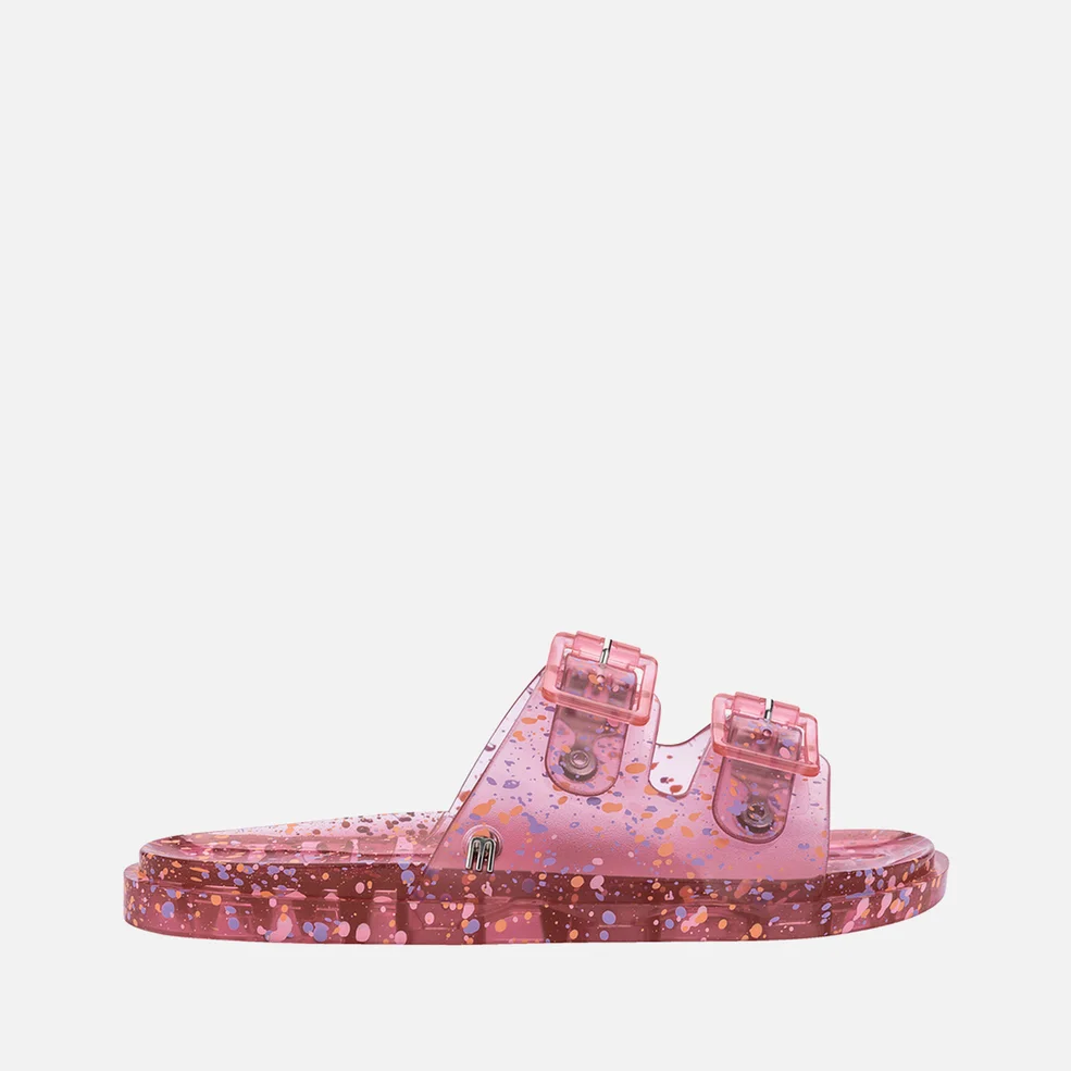 Mini Melissa Girls' Wide Print Slide Sandals - Pink Fleck Image 1