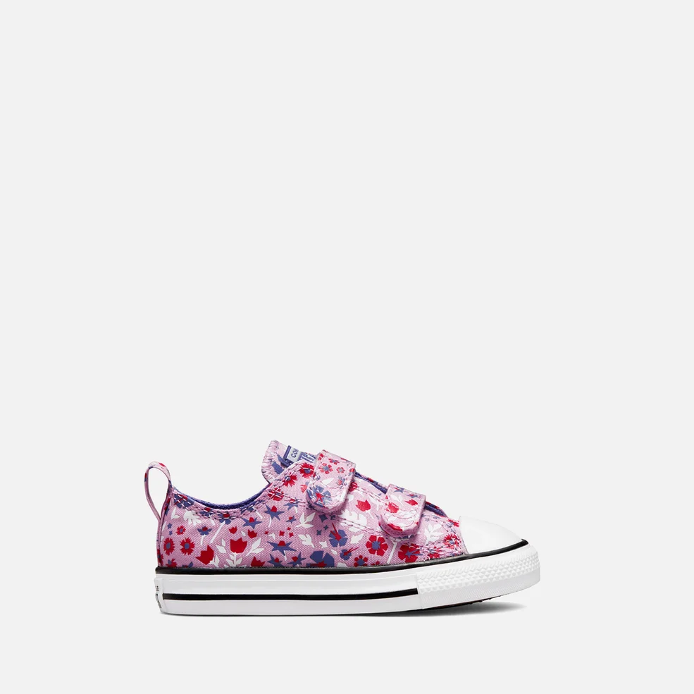 Converse Toddlers' Chuck Taylor All Star 2V Paper Floral Print Trainers - Beyond Pink/Washed Indigo Image 1