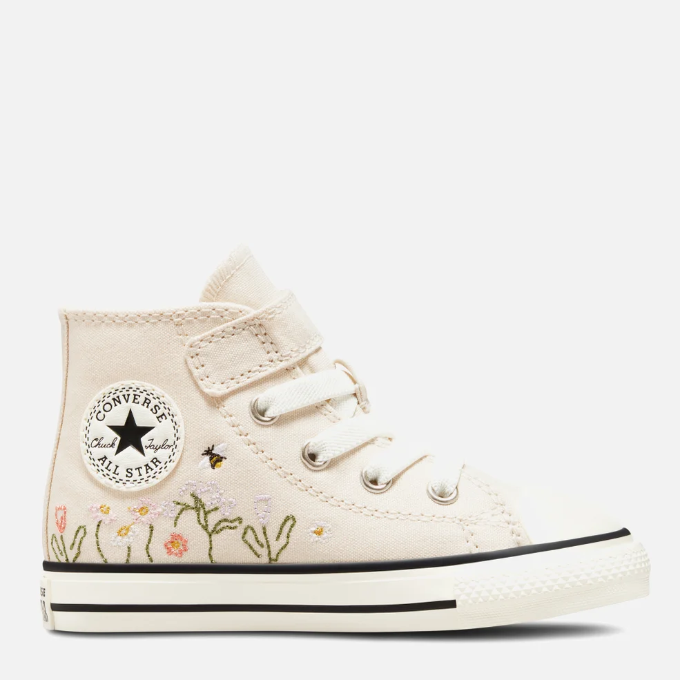 Converse Toddlers' Chuck Taylor All Star 1V Hi-Top Trainers - Natural Ivory/White/Black Image 1