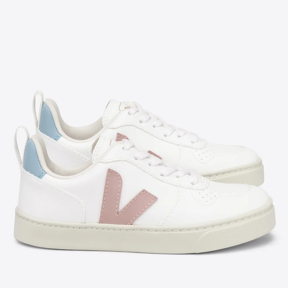 Veja Kids' V-10 Lace Trainers - White Babe Steel Image 1