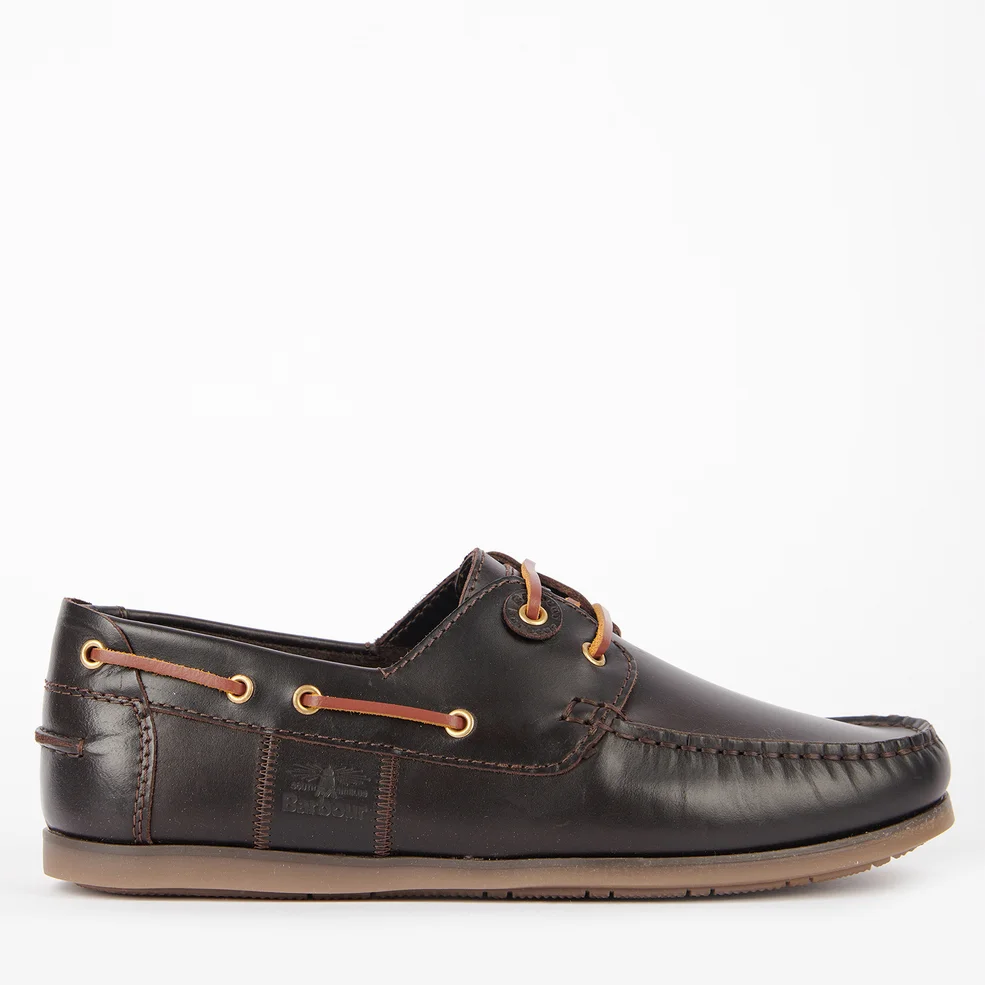 Barbour Men's Capstan Leather Boat Shoes - Dark Brown Image 1