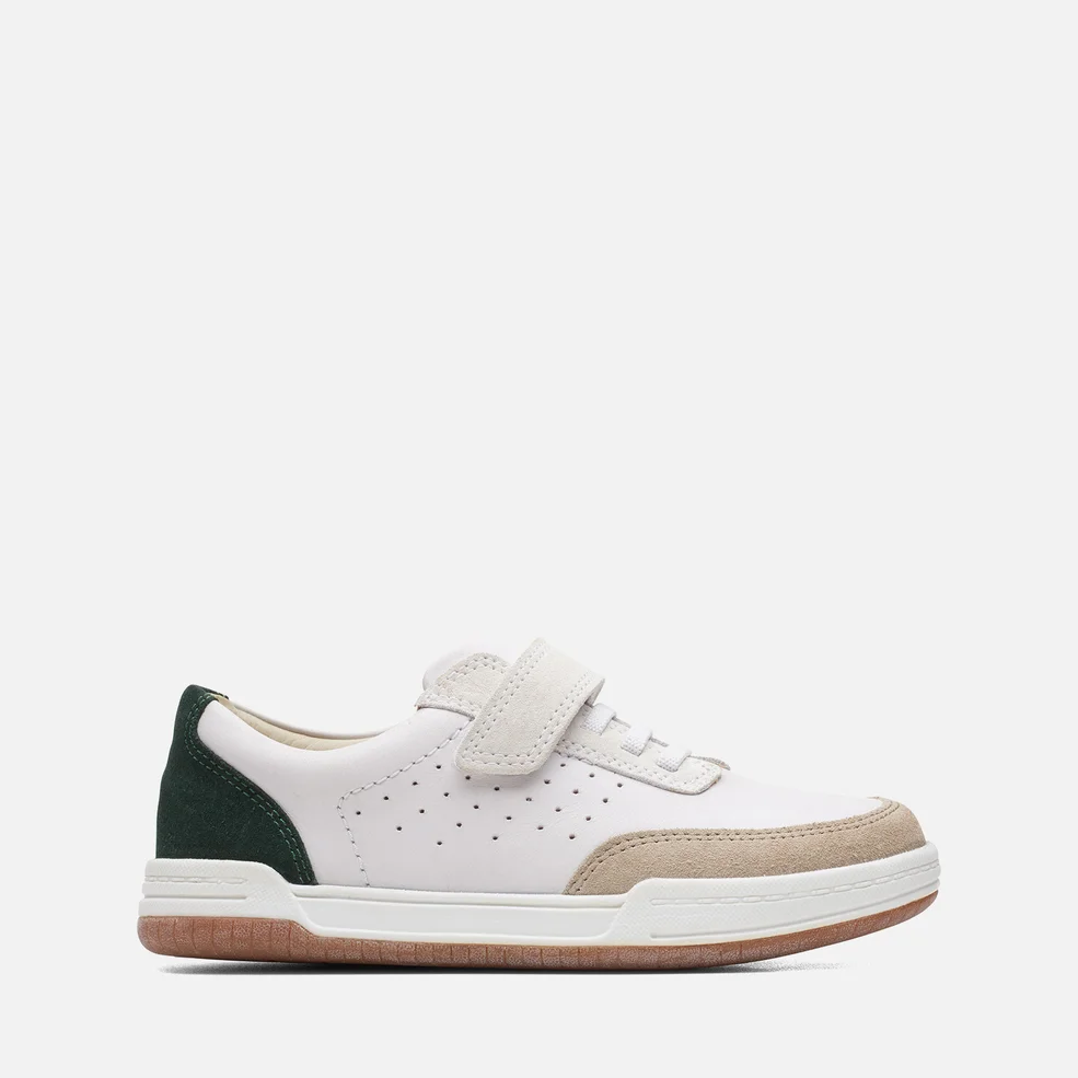 Clarks Toddler Fawn Hero Trainers - White/Green Image 1