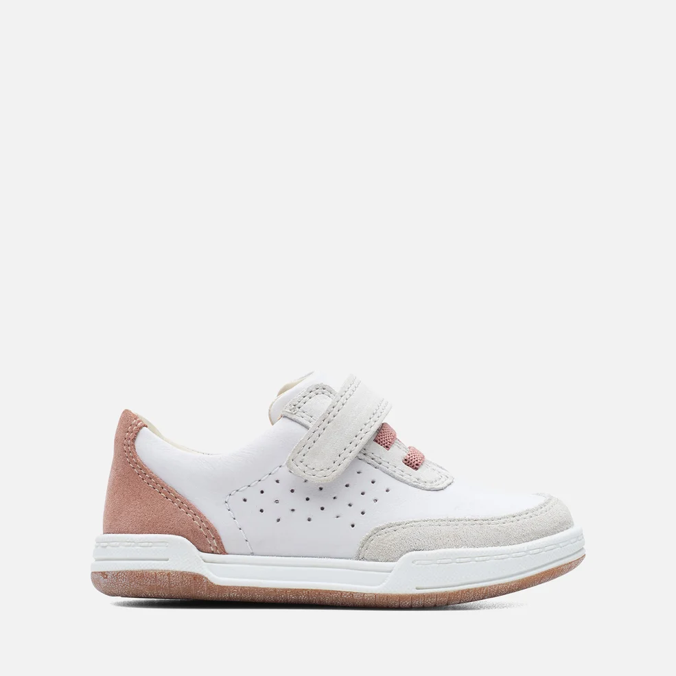 Clarks Toddler Fawn Hero Trainers - White/Pink Image 1