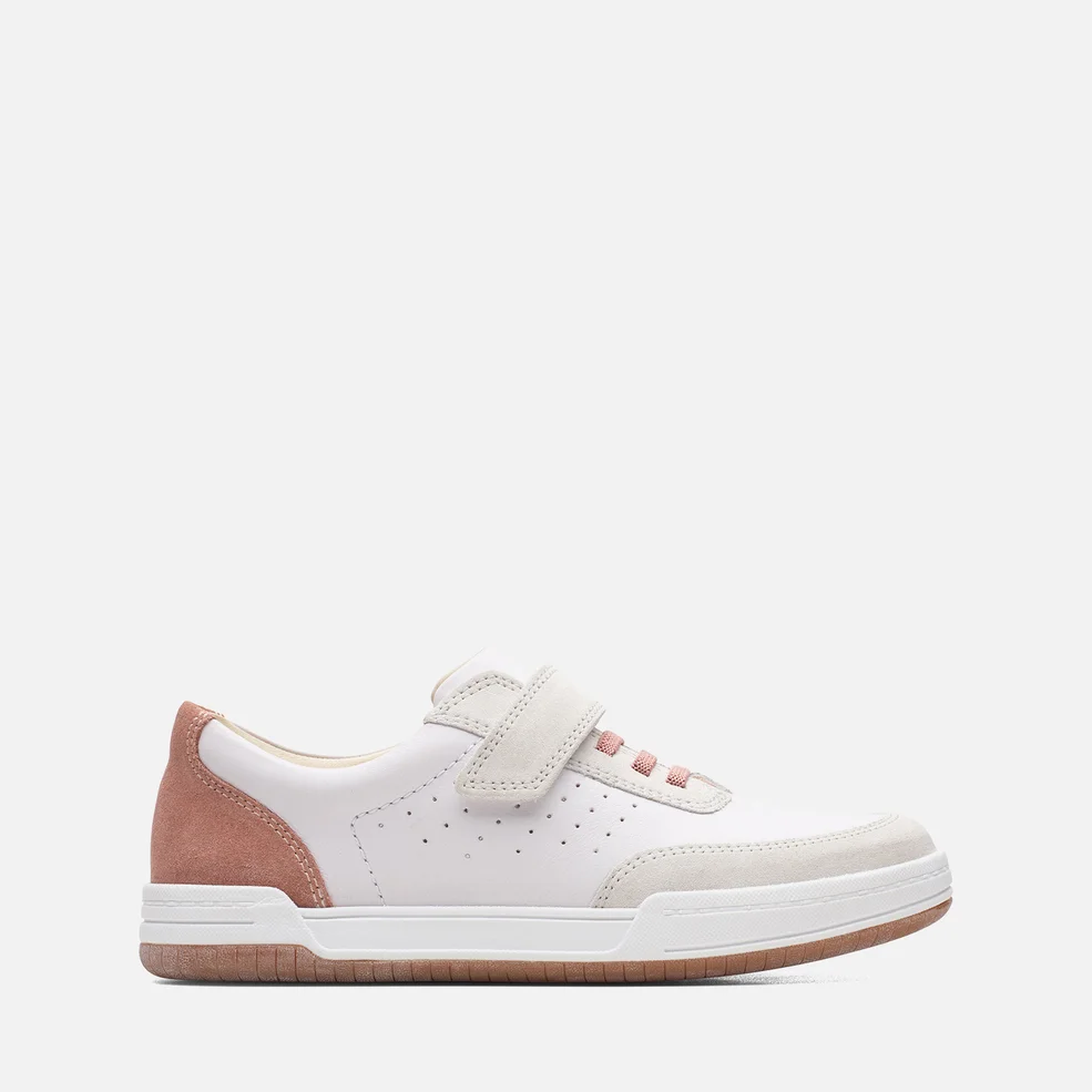 Clarks Older Kids' Fawn Her Trainers - White/Pink Image 1