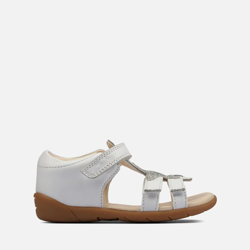 Clarks Toddler Zora Summer Sandals - White Leather Image 1