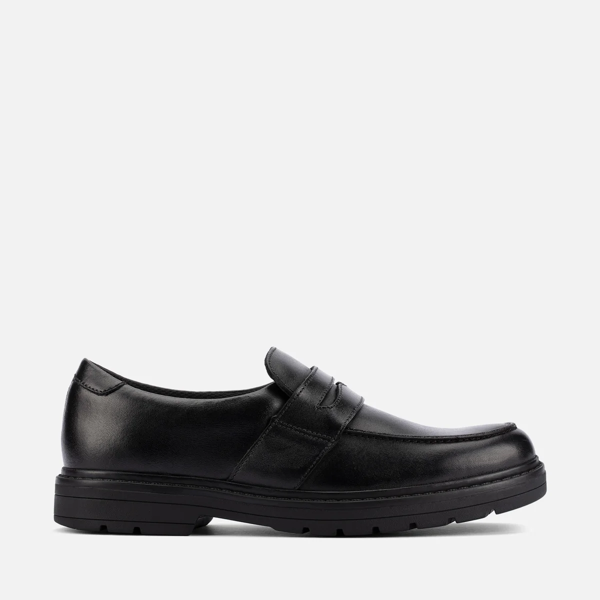 Clarks Youth Loxham Craft School Shoes - Black Leather Image 1