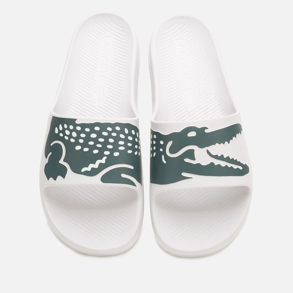 Lacoste Men's Croco 2.0 0721 2 Slide Sandals - White/Dark Green Image 1