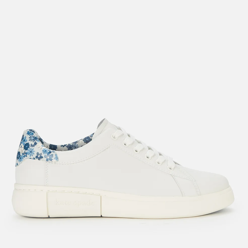 Kate Spade New York Women's Lift Leather Flatform Trainers - Optic White/Blue Floral Image 1