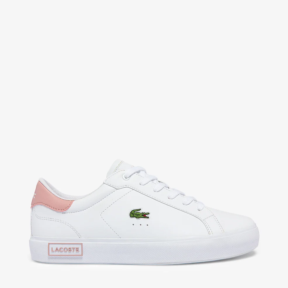 Lacoste Junior Powercourt Trainers - White/Pink Image 1