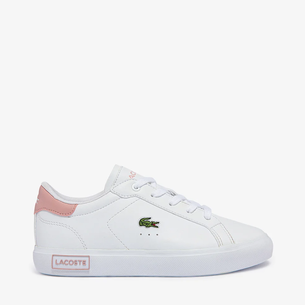 Lacoste Kids' Powercourt 0721 Trainers - White/Pink Image 1