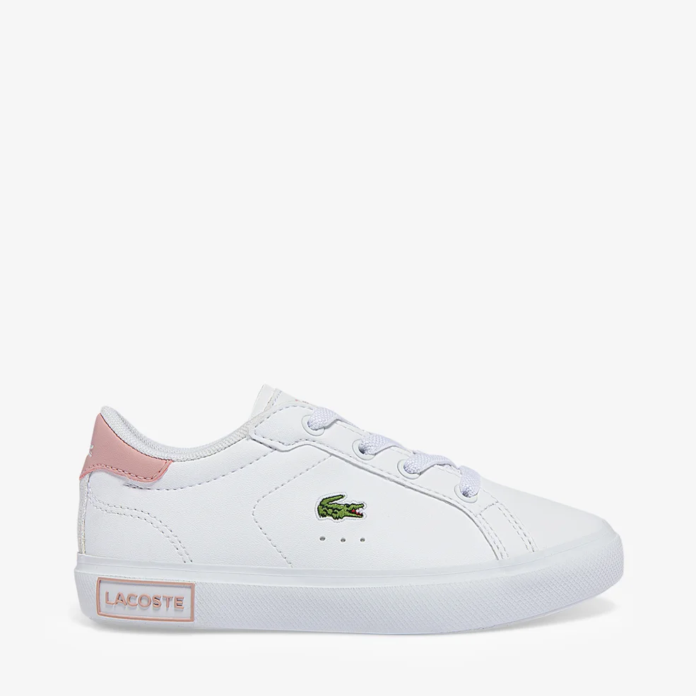 Lacoste Infant Powercourt 0721 Trainers - White/Pink Image 1