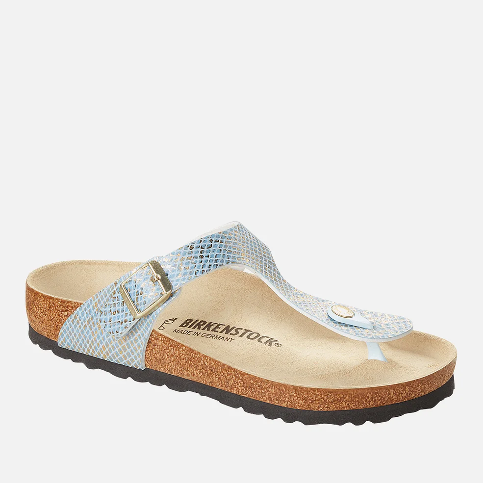 Birkenstock Women's Gizeh Slim Fit Shiny Python Toe Post Sandals - Dusty Blue Image 1