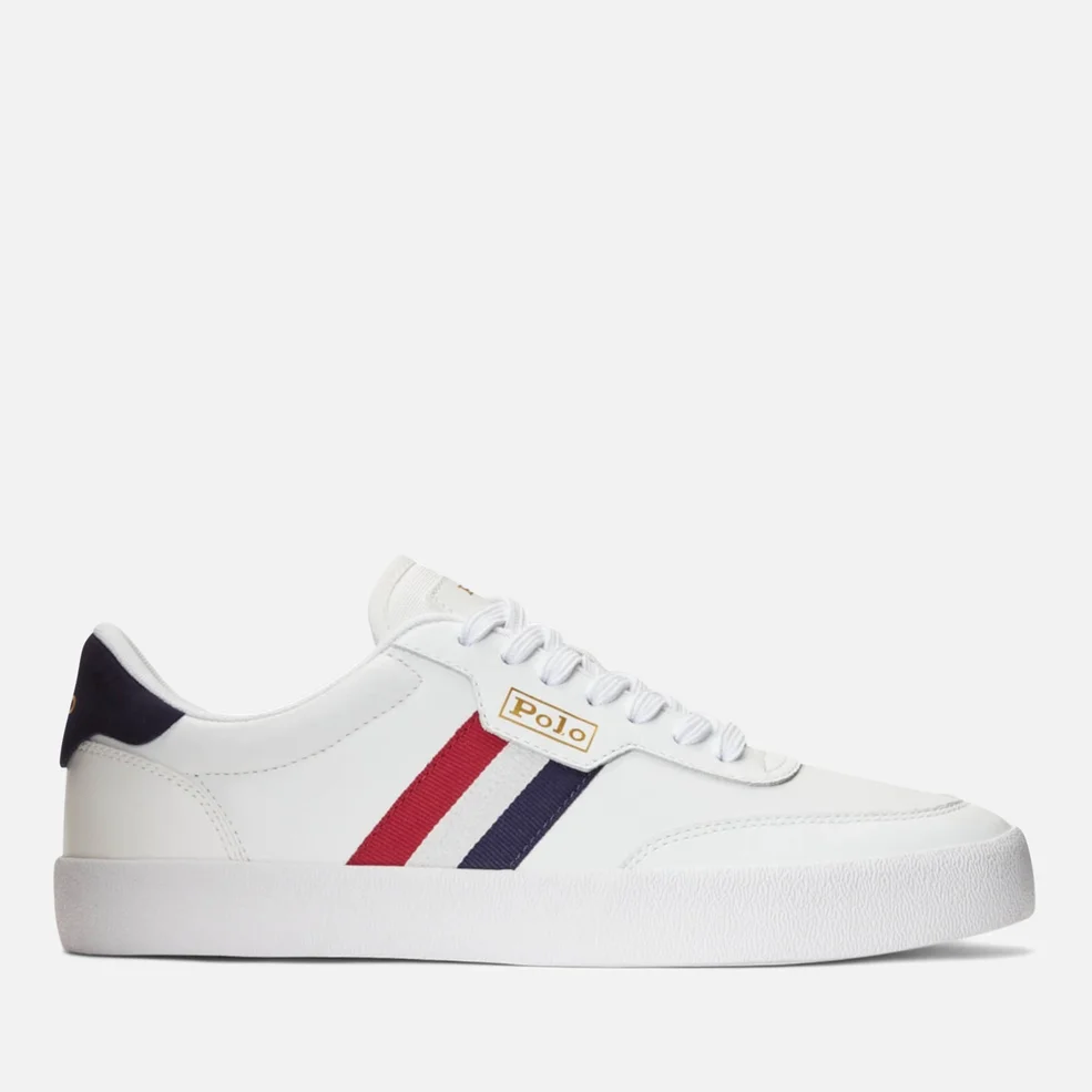 Polo Ralph Lauren Men's Court Leather Vulcanised Trainers - Navy/Cream/Red Image 1