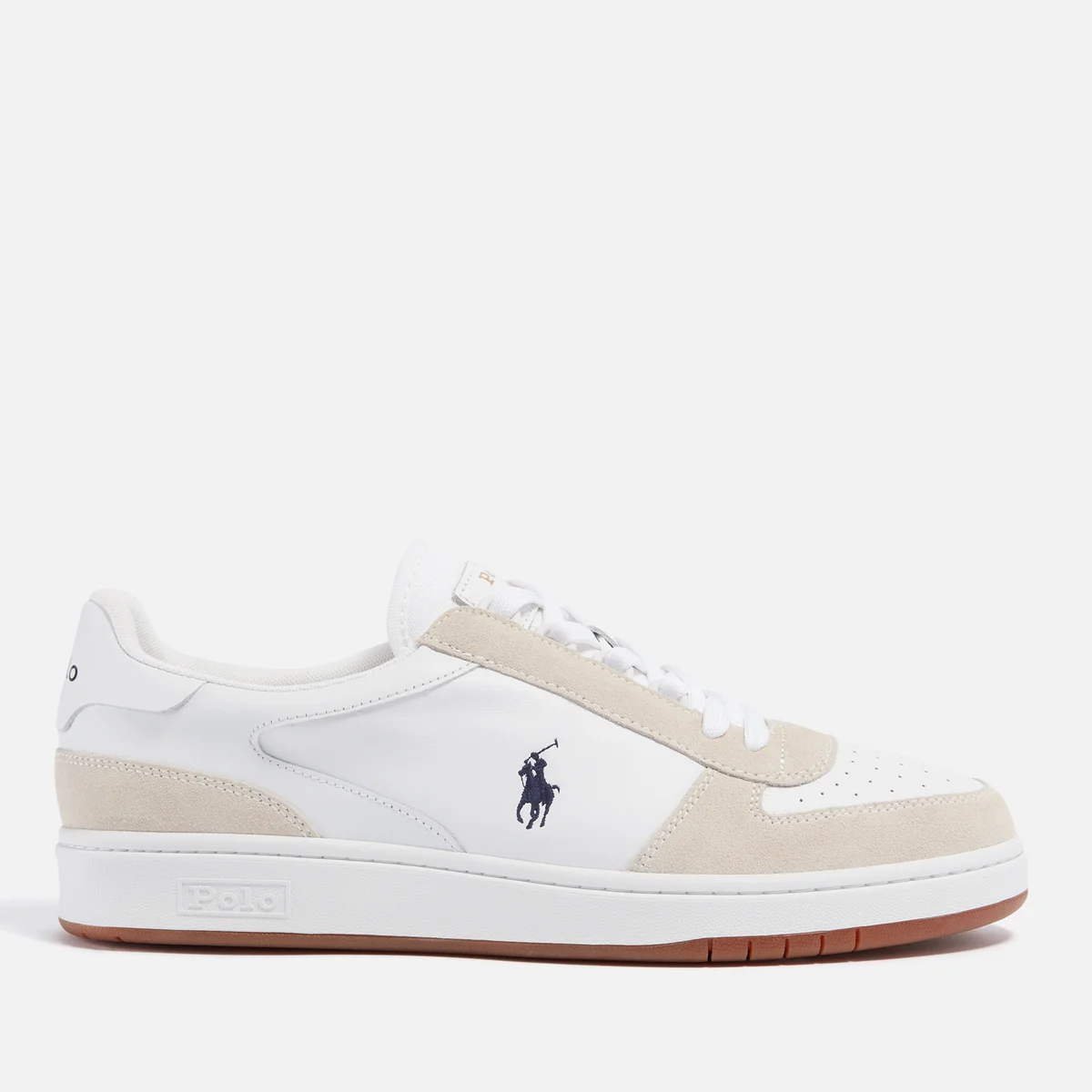 Polo Ralph Lauren Men's Polo Court Leather/Suede Trainers - White/Newport Navy PP Image 1