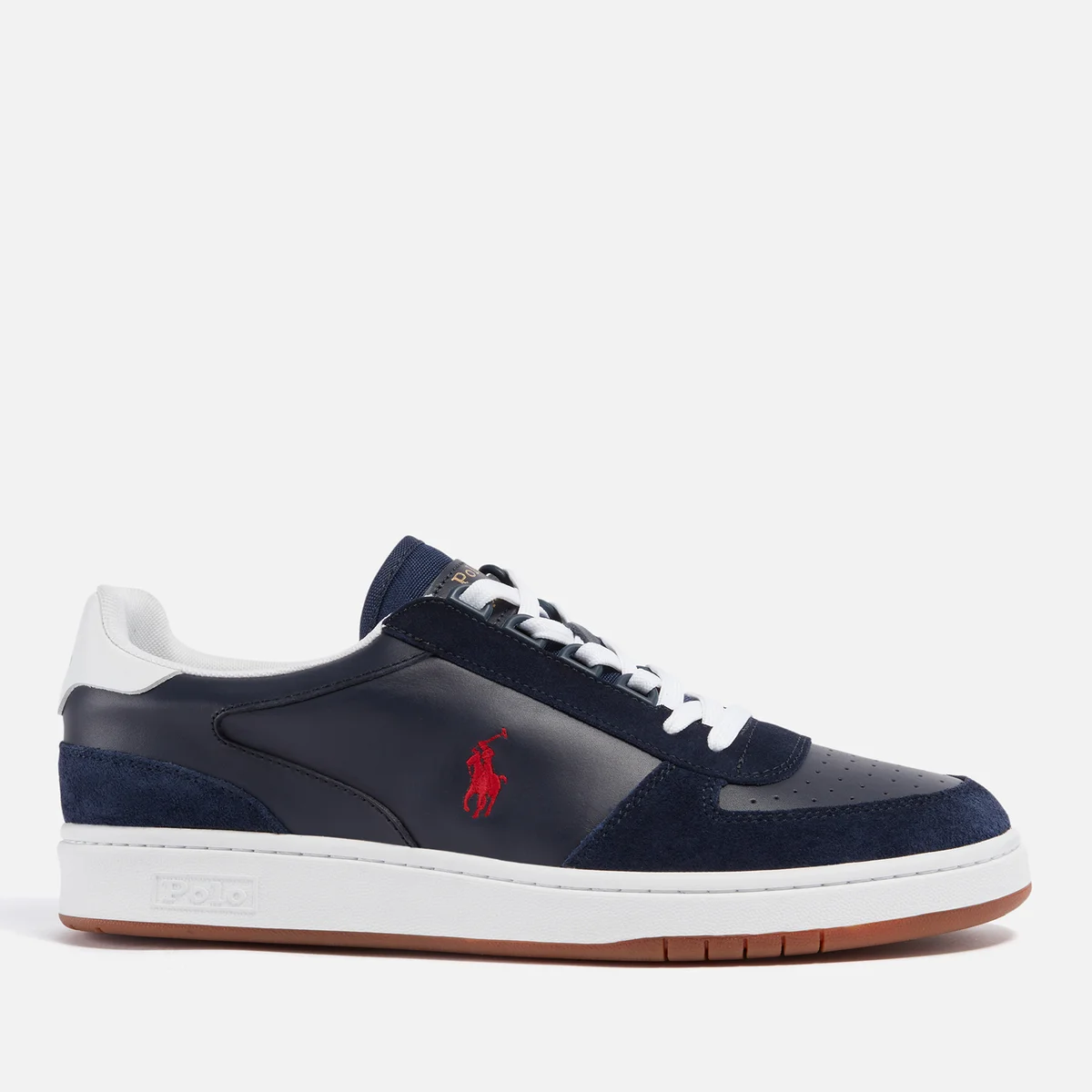 Polo Ralph Lauren Men's Polo Court Leather/Suede Trainers - Newport Navy/RL2000 Red Image 1