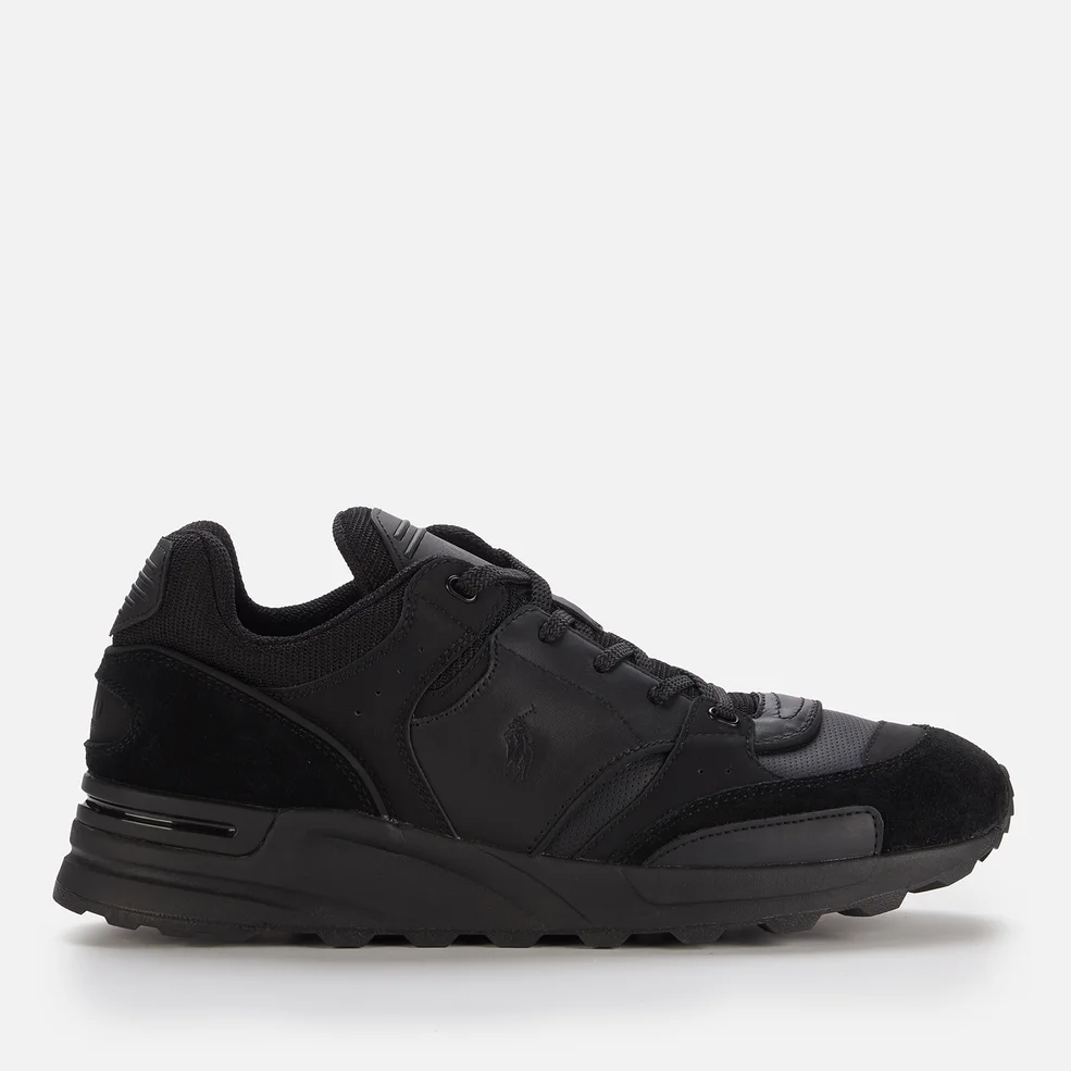 Polo Ralph Lauren Men's Trackster 200 Leather/Mesh Running Style Trainers - Black/Black Image 1