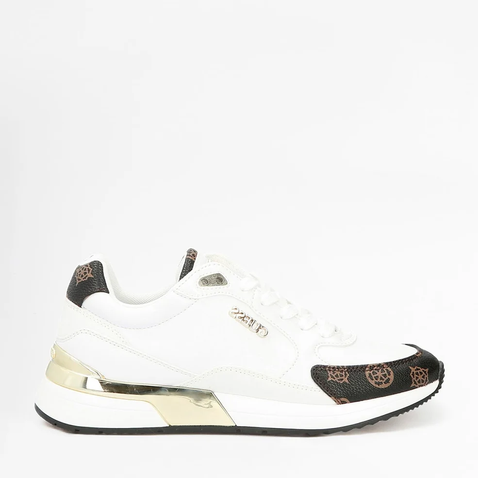 Guess Women's Moxea Leather Running Style Trainers - White/Brown Image 1