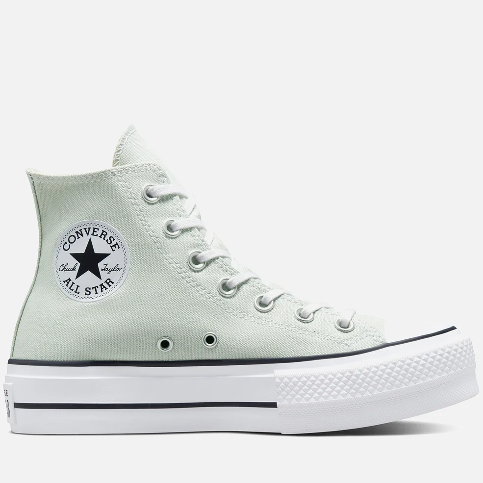 Converse Women's Chuck Taylor All Star Lift Hi-Top Trainers - Light Silver/Black/White Image 1