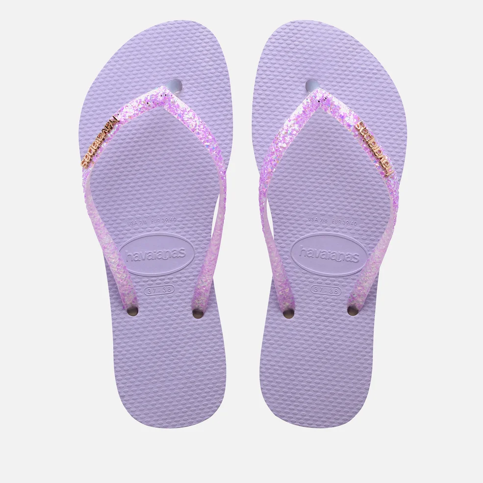 Havaianas Women's Slim Glitter Flourish Flip Flops - Purple Image 1