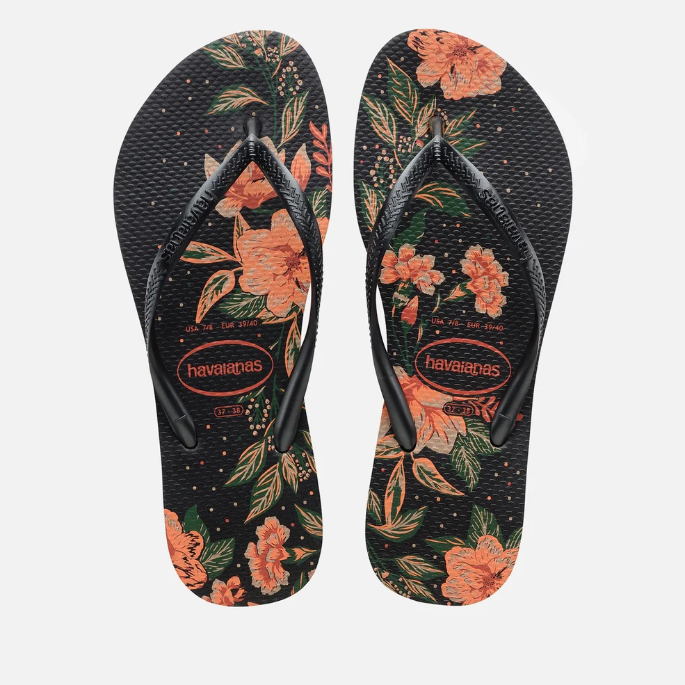 Havaianas Women's Slim Organic Flip Flops - Black/Dark Grey/Dark Grey Image 1
