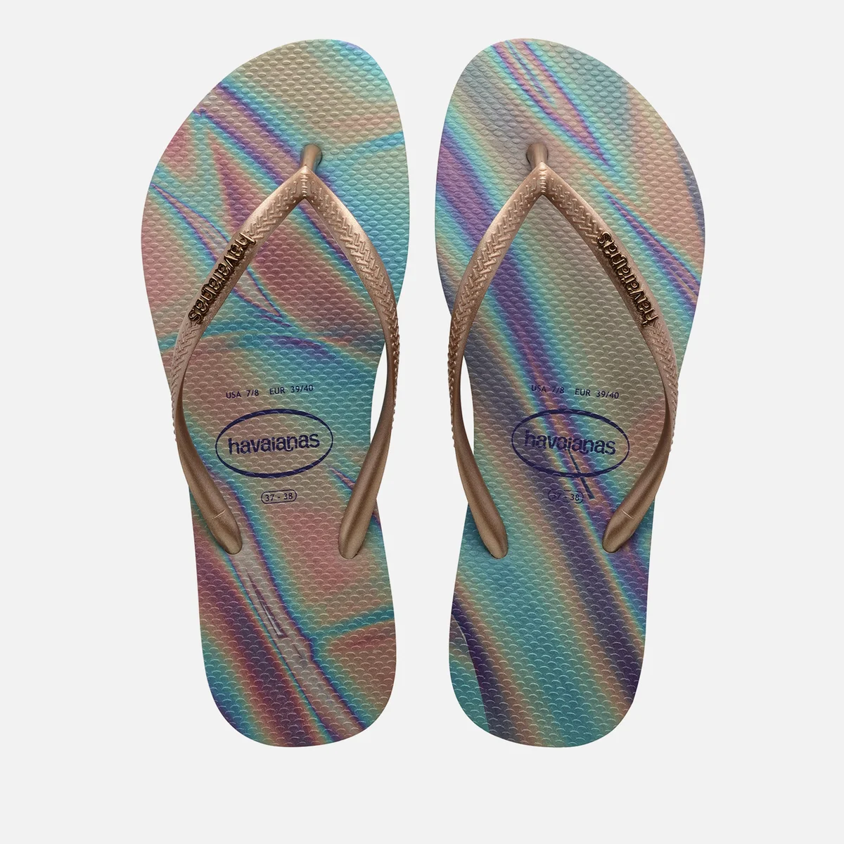 Havaianas Women's Slim Iridescent Flip Flops - Sand Grey Image 1
