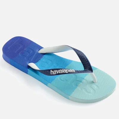Havaianas Men's Top Logomania Multicolour Flip Flops - Gradient Marine Blue