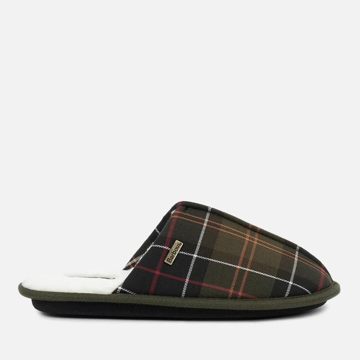 Barbour Maddie Tartan Jersey and Faux-Fur Blend Slippers Image 1