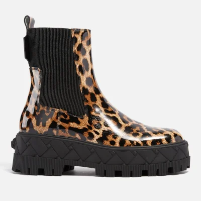 Kurt Geiger London Patent Leopard-Print Leather Chelsea Boots