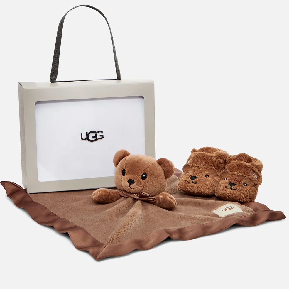 UGG Babies’ Bixbee Fleece Boots and Lovey Bear Comforter Gift Set Image 1