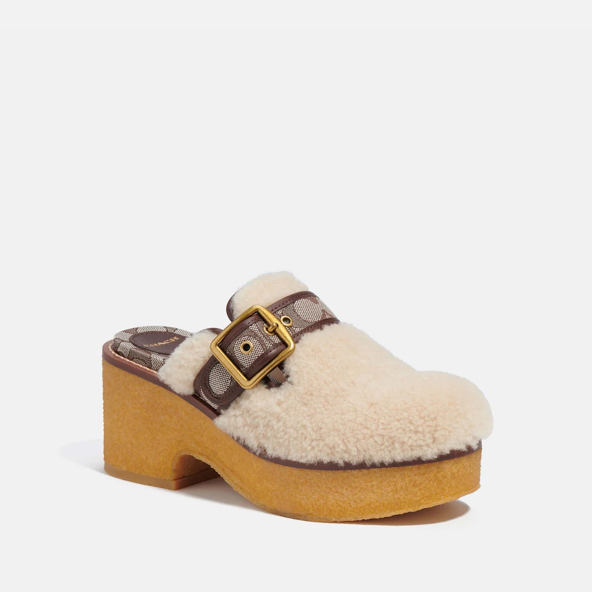 Coach Dylan Shearling, Jacquard and Leather Clogs Image 1