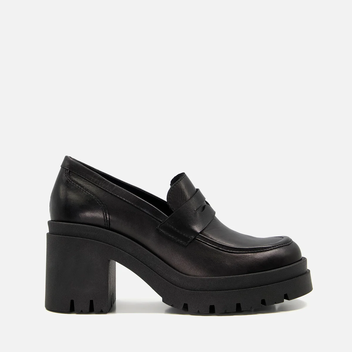 Dune Grounded Leather Heeled Loafers Image 1