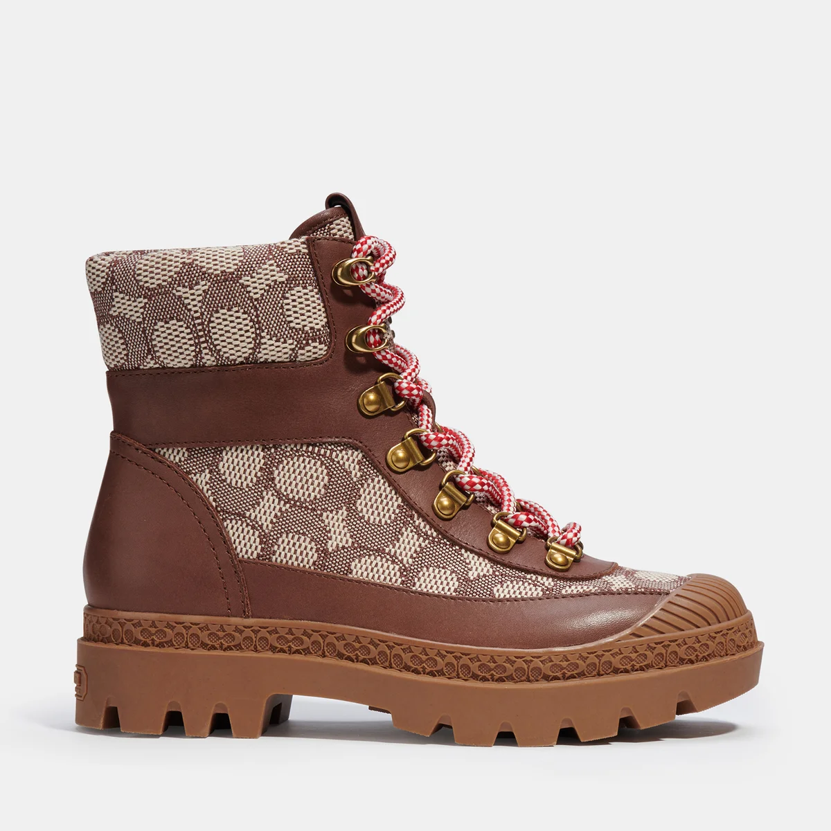 Coach Talia Jacquard, Suede and Leather Lace-Up Boots Image 1