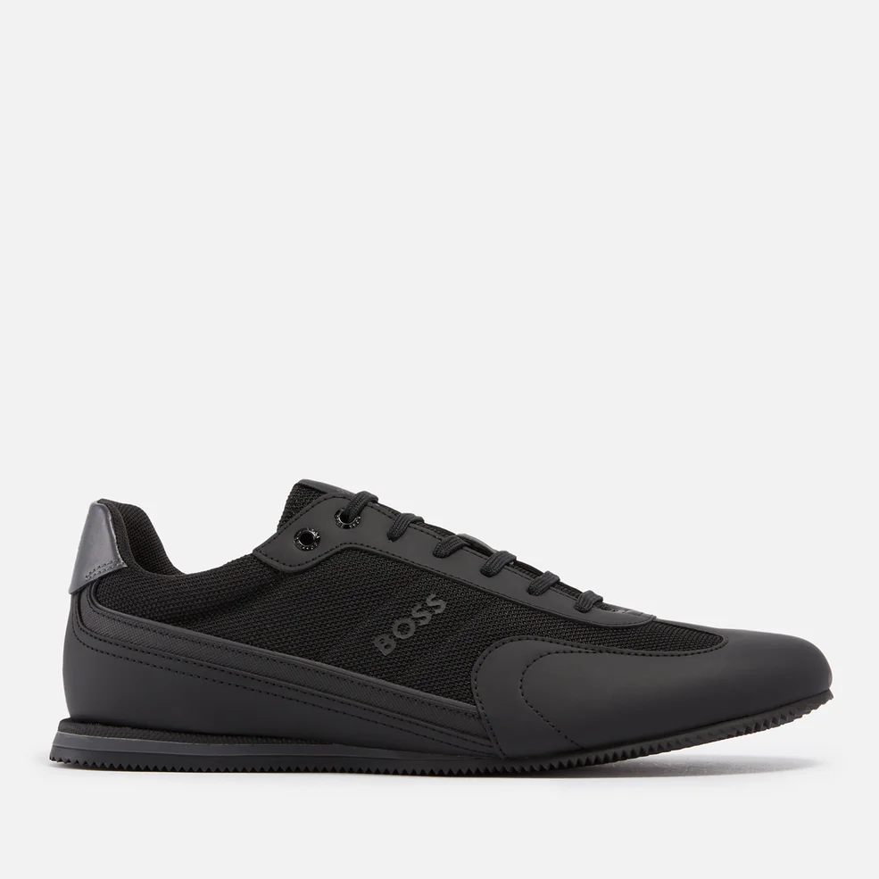 BOSS Rusham Faux Leather and Mesh Trainers Image 1