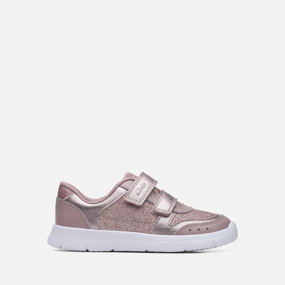 Clarks Kids' Athletic Sonar Leather Trainers - Pink Sparkle Image 1