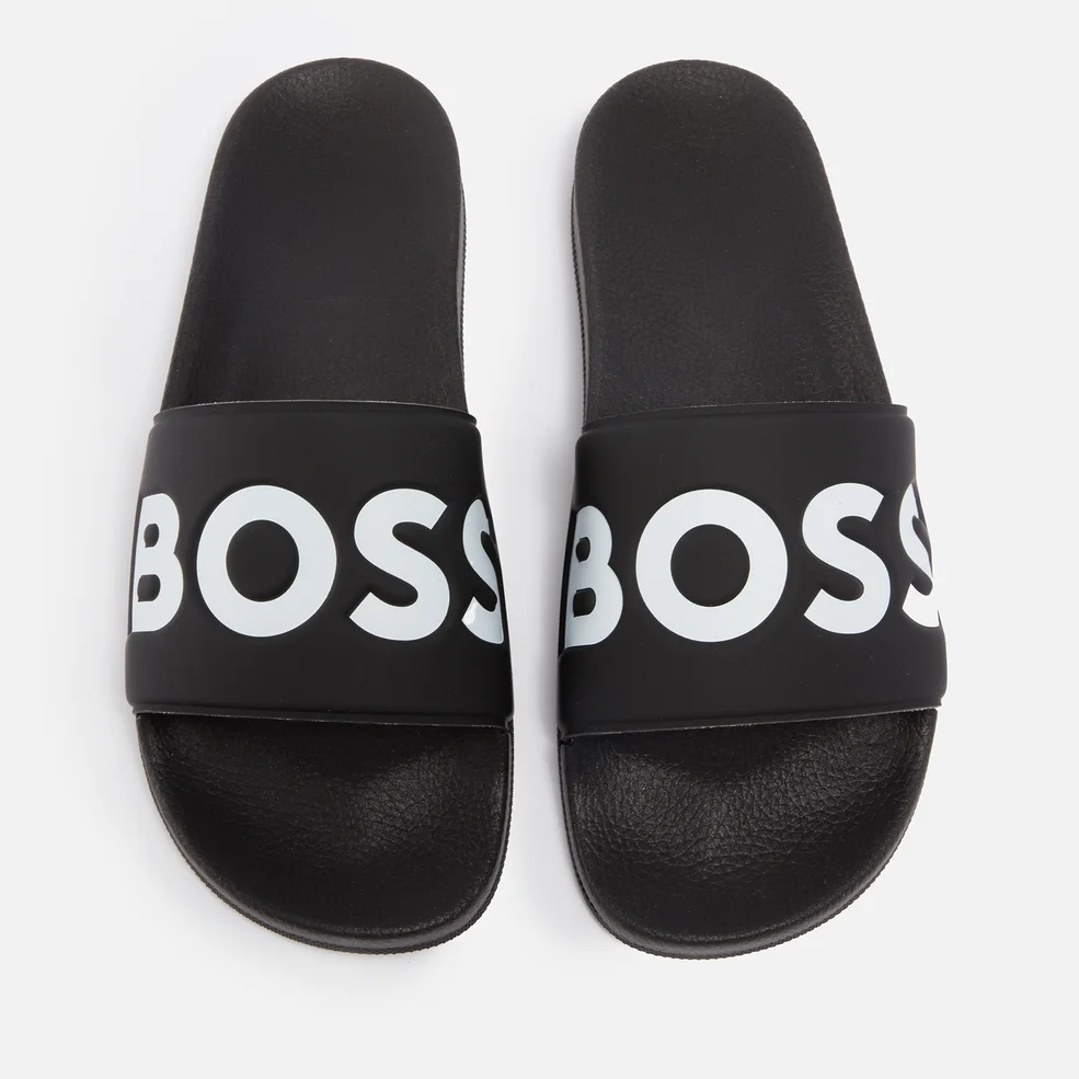 BOSS Aryeh Faux Leather And Rubber Slides Image 1